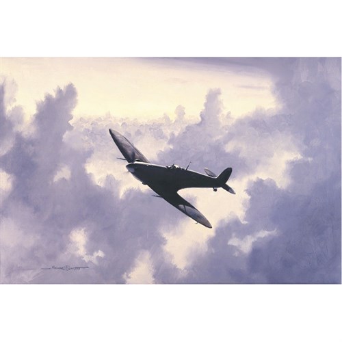 'High In The Sunlit Silence' Spitfire print signed by Johnnie Johnson