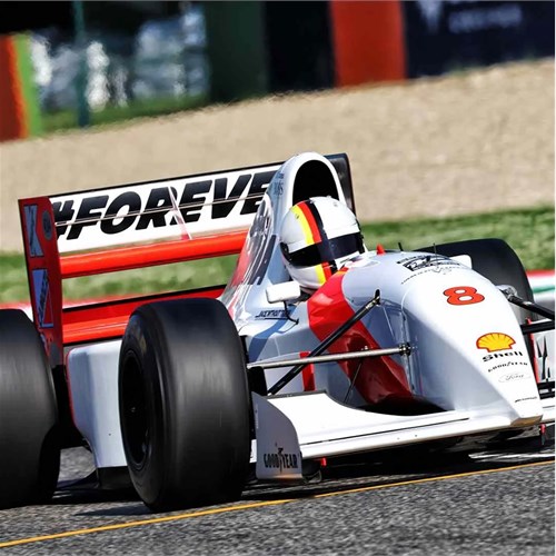 Minichamps McLaren MP4/8 w. Figure & Flag - 2024 Imola Tribute To Senna - #8 S. Vettel 1:43