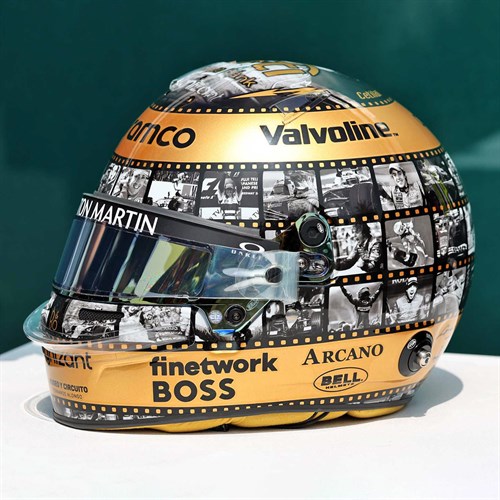 Spark Fernando Alonso Aston Martin Helmet - 2024 Mexican Grand Prix 1:5