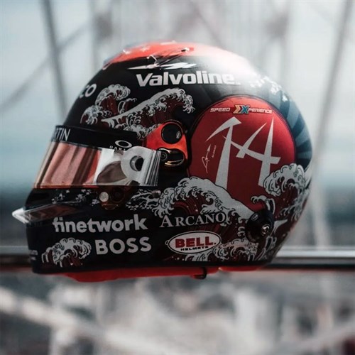 Spark Fernando Alonso Aston Martin Helmet - 2024 Japanese Grand Prix 1:5