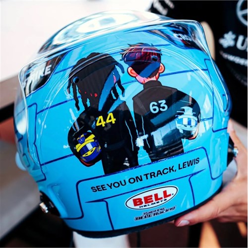 Spark George Russell Mercedes Helmet - 2024 Abu Dhabi Grand Prix 1:5