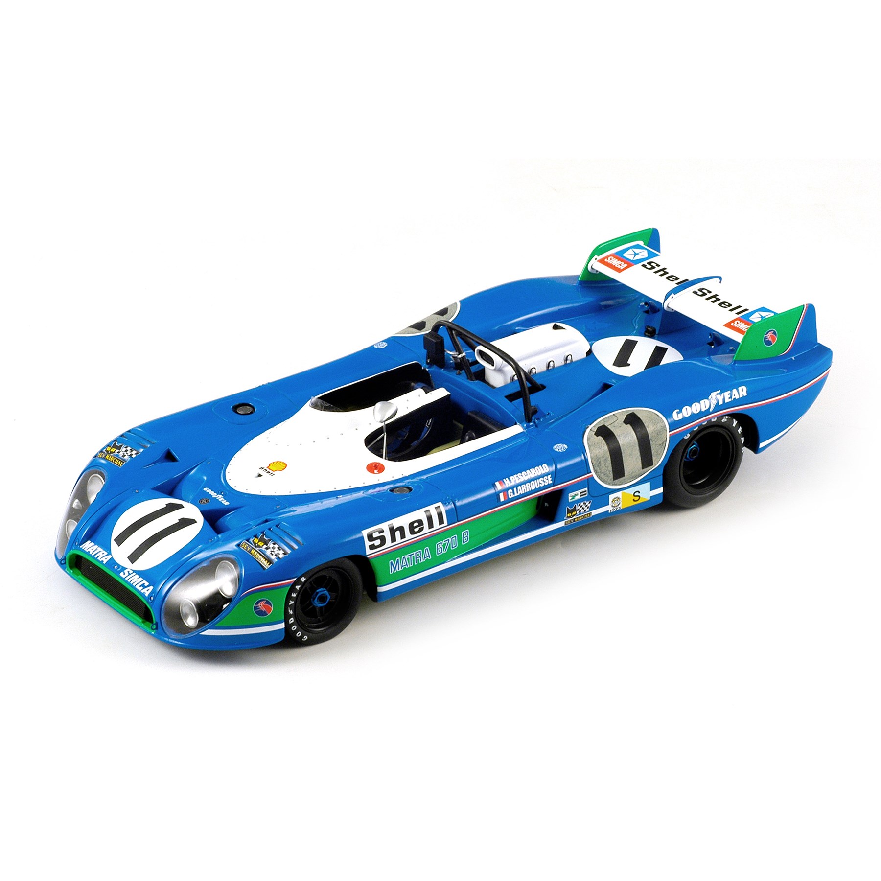 Spark Matra MS670B w. Display Case - 1st 1973 Le Mans 24 Hours - #11 1:18